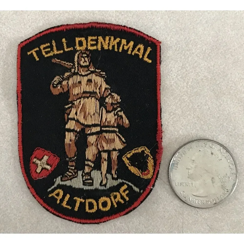 1940s Antique Vtg William Tell Denkmal Altdorf Switzerland Souvenir Patch
